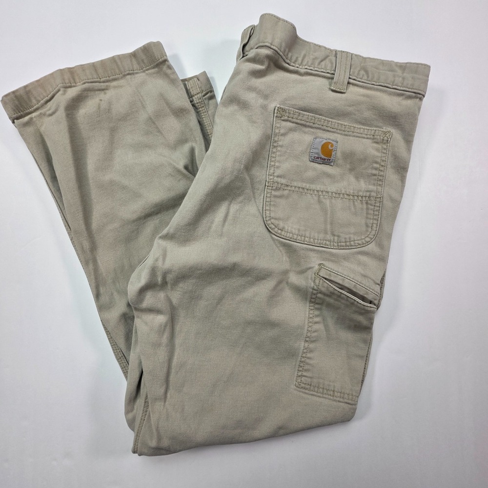 Carhartt Men's 40x30 Beige Carpenter Pants Relaxed Fit 102291 Canvas‎ Workwear